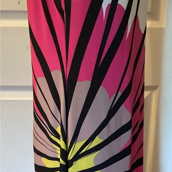 MAGGIE LONDON-FULLY LINED SLEEVELESS SHEATH size 6 PINK/WHTIE - Picture 3 of 10